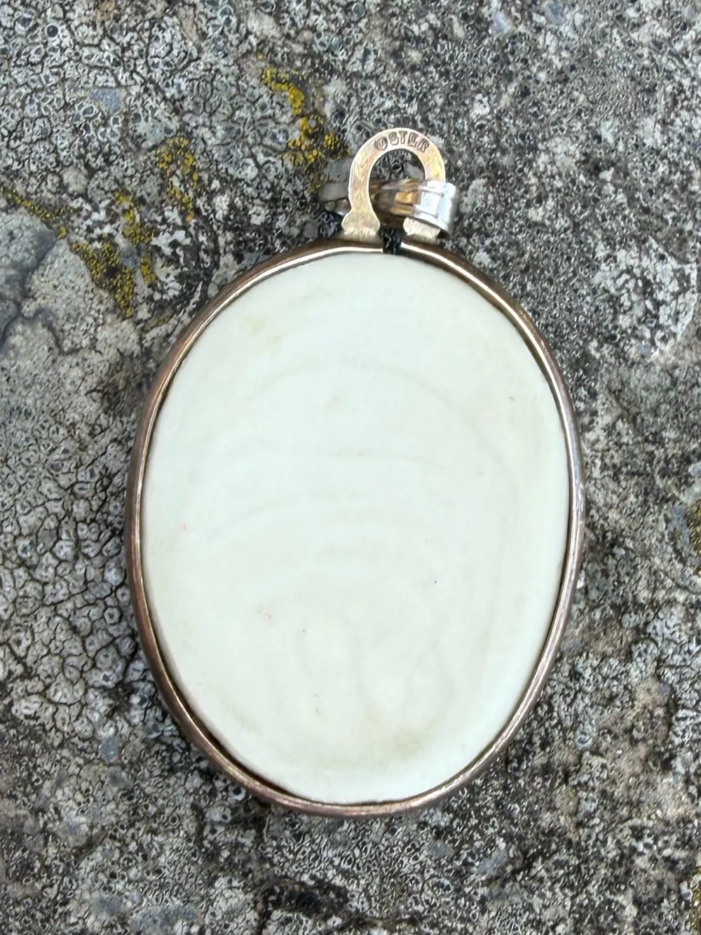 Vintage Sterling Ceramic Red Cardinal Oval Pendant Charm